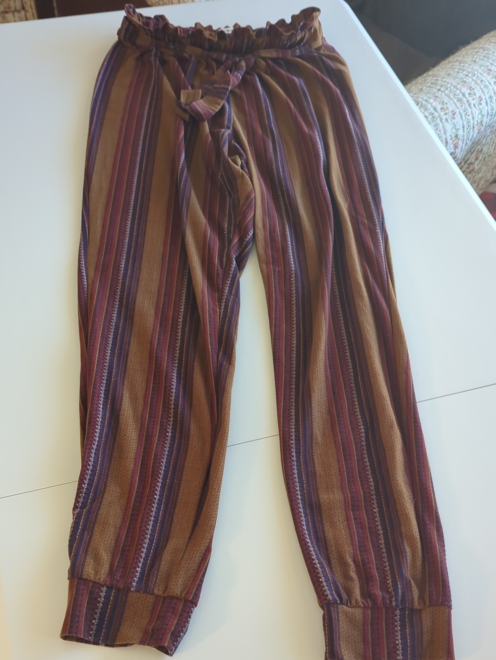 Mudd Striped Pull-On Joggers in Brown, Burgundy & Purple